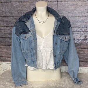 Wild Fable Two-Toned Cropped Denim Jacket